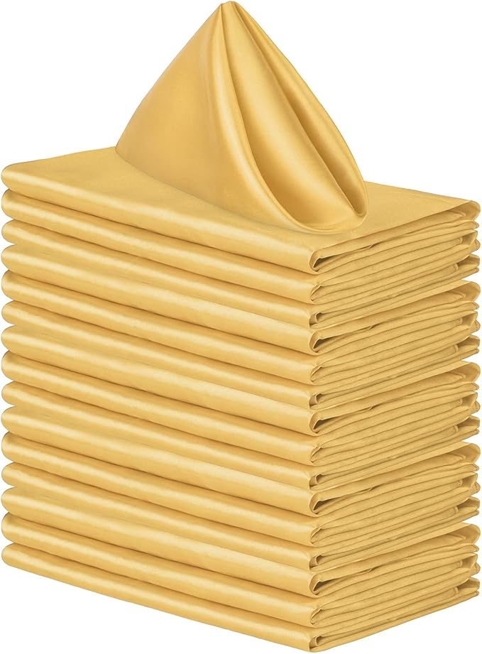 ANECO 16 Pack Square Satin Napkin Bright Silk Table Napkin Soft Smooth Fabric by Aneco