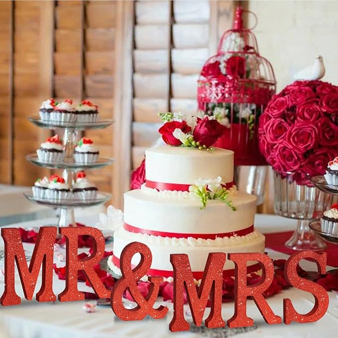 TONIFUL 8 Inch Red Glitter & Table Centerpiece A-Z Red Birthday Party - Image 5