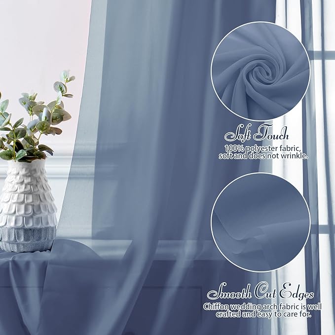 SiinvdaBZX 2 Panels Wedding Arch Draping Fabric 30" x 20Ft Dusty Blue Sheer - Image 4