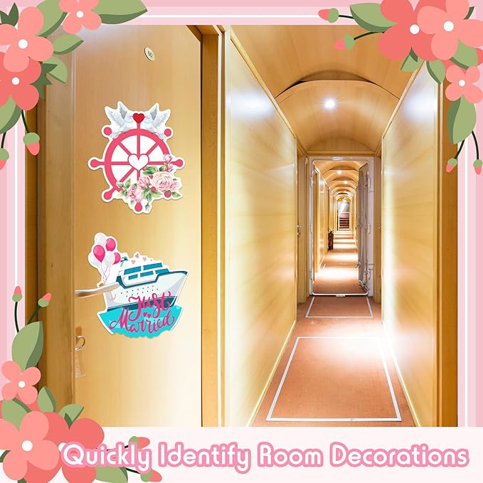 Xuhal 4 Pcs Just Married Cruise Door Decorations Wedding Honeymoon Cruise Door - Image 3