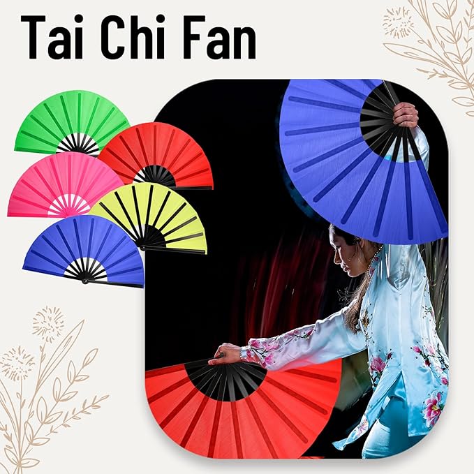 5PCS Large Chinese Folding Fans - Image 5