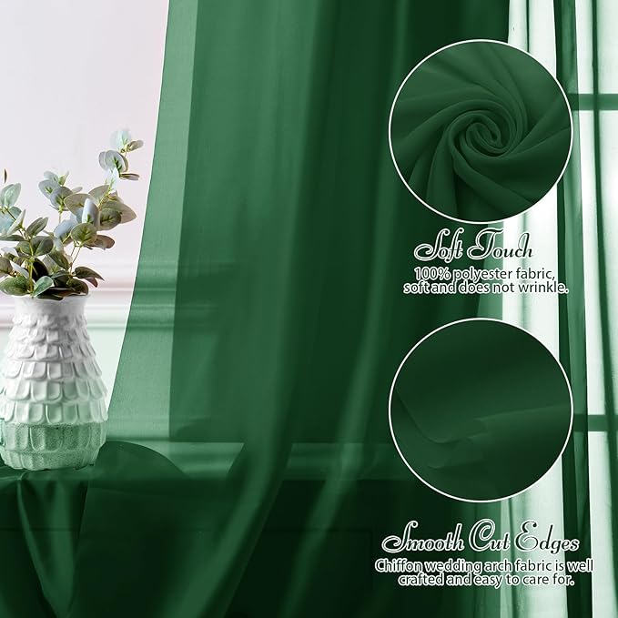 SiinvdaBZX 2 Panels Wedding Arch Draping Fabric 30" x 240" Emerald Green - Image 4