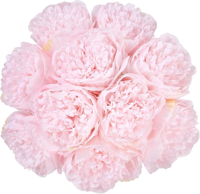 U'Artlines 20 Heads Artificial Peony Silk Flower Leaf Home Office Wedding Party by UArtlines
