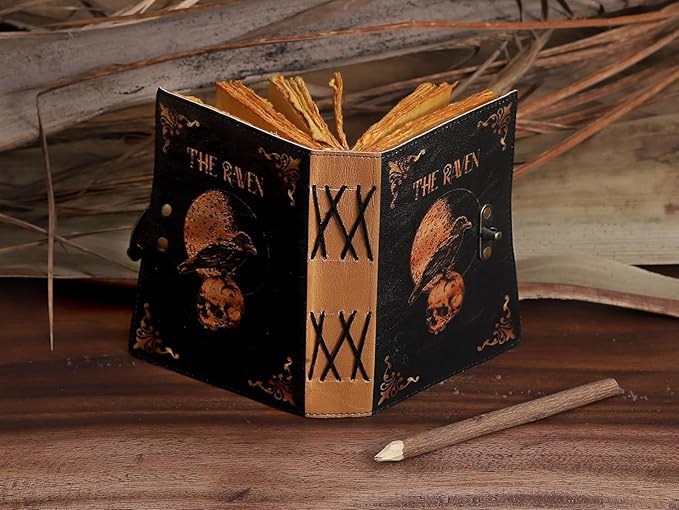 Leather Gothic Journal Magical Raven Skull Spiral Notebook Mystery Crow Journal - Image 3