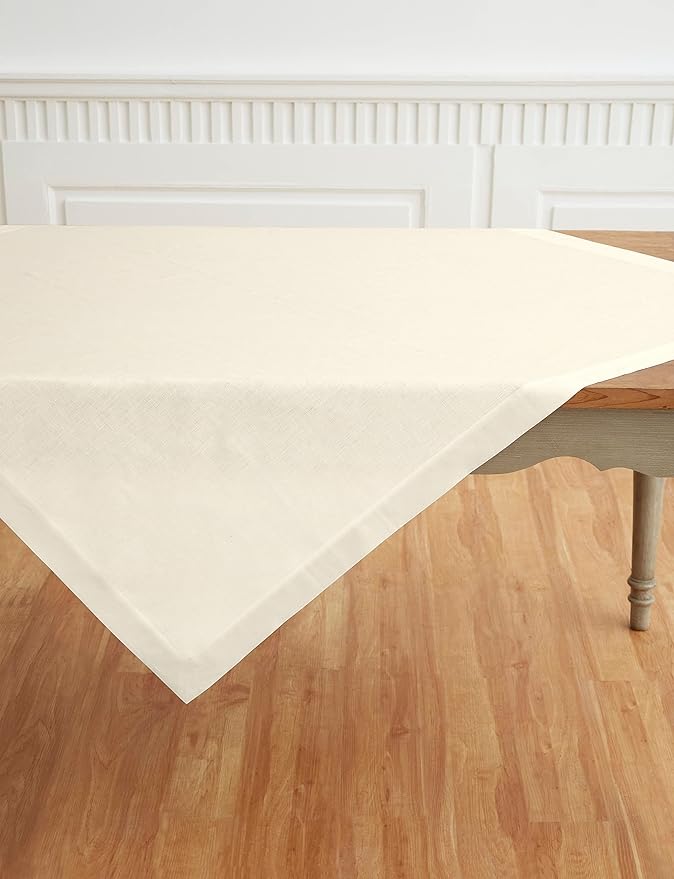 Solino Home Linen Ivory Tablecloth 52 x 52 Inch - Image 5