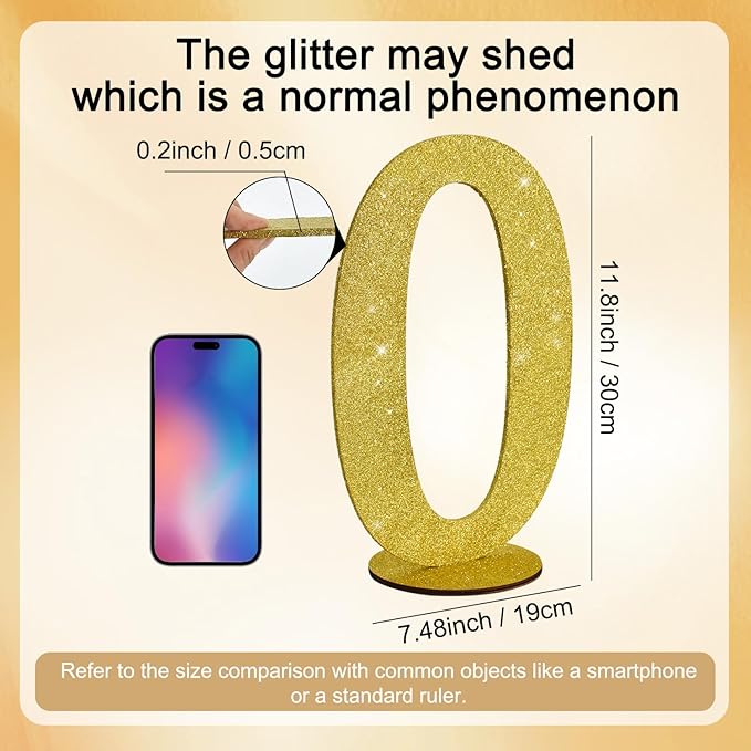TONIFUL 11.8 Inch Gold Glitter Numbers Table Centerpieces 0-9 Birthday Party - Image 2