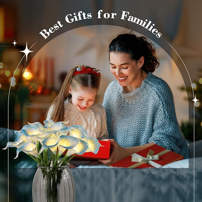 20pcs Artificial Calla Lily Bouquet Lamp Faux Floarl Night Light Real Touch - Image 7