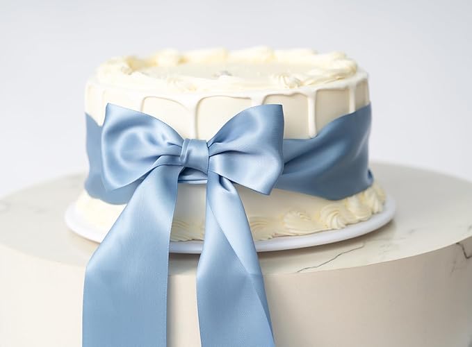 French Blue Satin Ribbon 2.5 Inch Double-Faced Ribbons 25 Yards - Image 5
