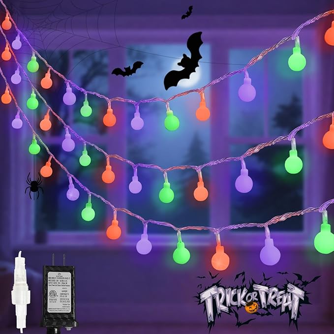 Connectable Orange Purple and Green Halloween Lights Outdoor Indoor - 43FT by LORRYTE