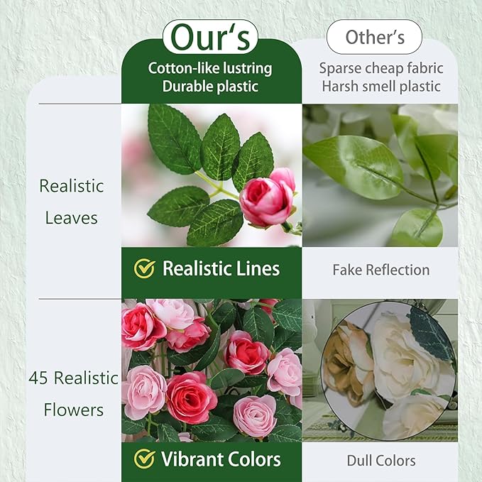 4 Packs Artificial Rose Garland: 31.48Ft Each Fake Flower Vine - Image 3