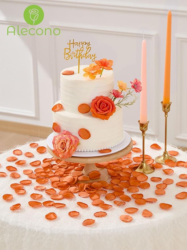 Alecono 600Pcs Silk Rose Petals, Faux Orange Flower Petals - Image 4