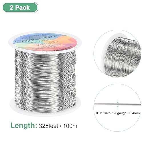 2-Rolls 0.4mm Jewelry Wire, 26 Gauge 328FT Craft Wire Copper Beading Wire - Image 3
