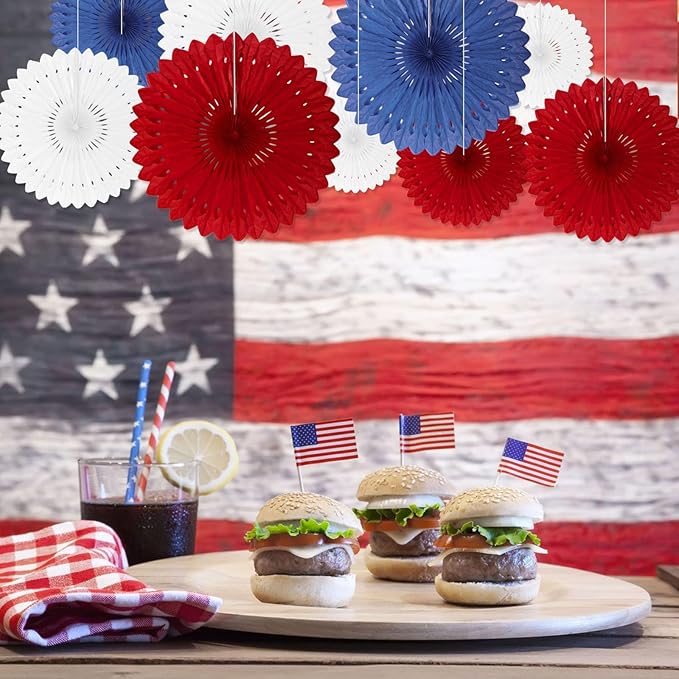 4th of July Patriotic Decorations, Round Paper Fan Decorations - Image 5
