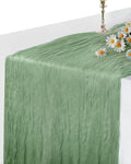 Sage Green Cheesecloth Table Runner 120 Inch, Boho Rustic Gauze 10 FT, Summer by YAYOYAPhotography