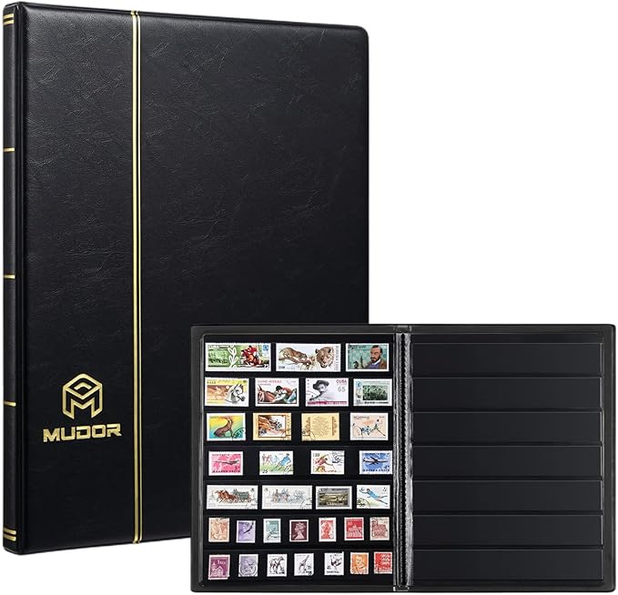 MUDOR Stamp Collecting Album, 7 Rows Pockets Stamp Book by MUDOR