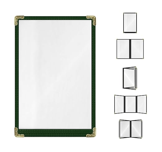Goodsmart Restaurant Menu Covers – 25 Pack Green 2-View, Top-Loading Menu by ACISuperPower