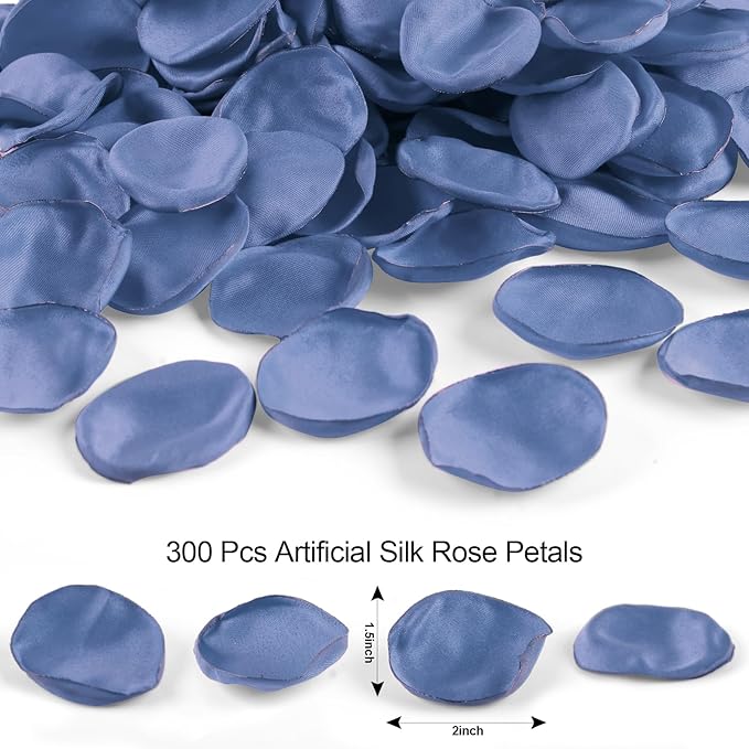 300pcs Dusty Blue Faux Silk Rose Petals - Image 5