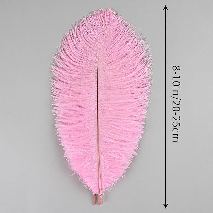 THARAHT Pink Ostrich Feathers 24pcs Natural Bulk 8-10Inch 20cm-25cm - Image 2