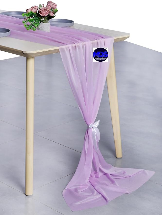 MDS 20 Pack 10ft Chiffon Table Runner 29 x 120 Inches Sheer Wedding Runner - Image 3