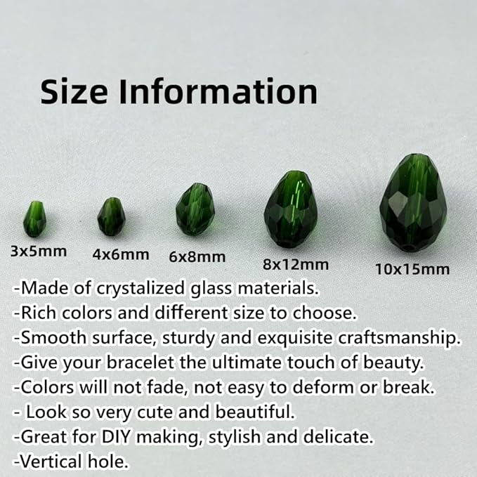200pcs 3x5mm Teardrop Crystal Glass Beads - Image 2