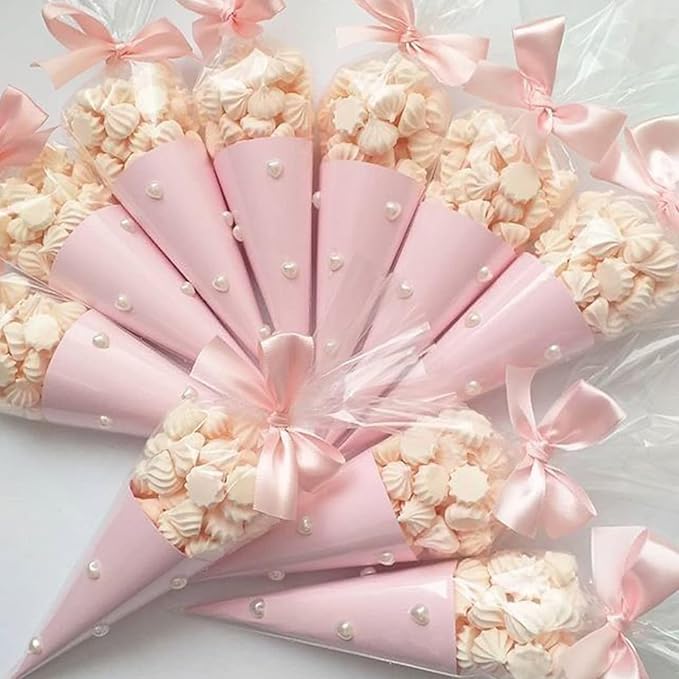 EKAPACKAGING 100Pcs 7x15 Inches Clear Cone Shaped Treat Cellophane Bags Twist - Image 7