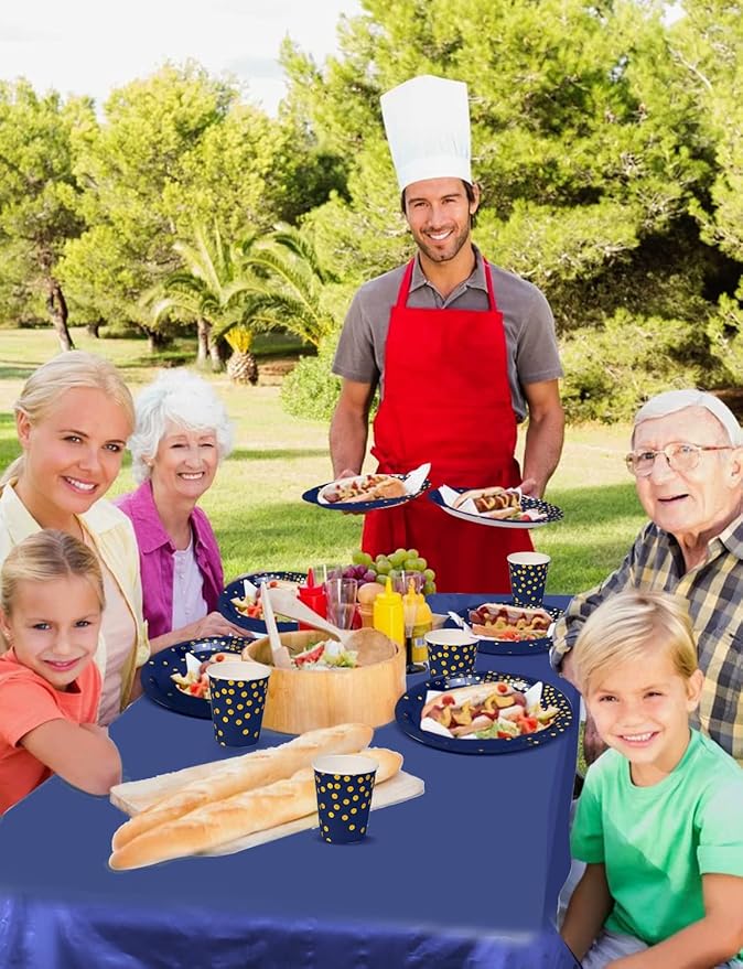 141 Pieces Navy Blue Gold Party Supplies, Party Dinnerware Sets Include Paper - Image 7