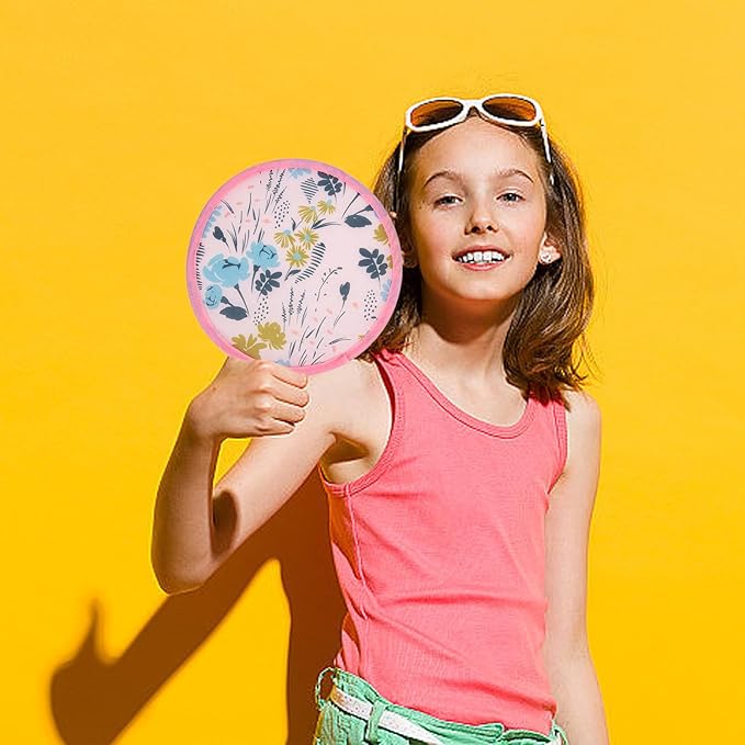 4 Styles Flower Round Foldable Hand Fan Japanese Foldable Fan Style Handheld - Image 6