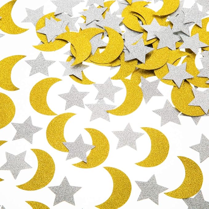 Glitter Confetti Star and Moon for Table Wedding Birthday Eid Party Decoration by MOWO