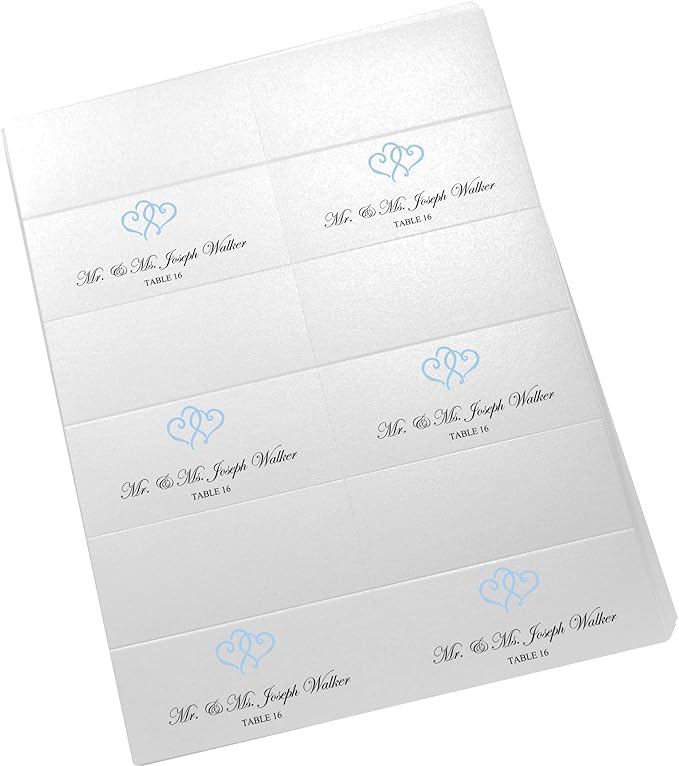Linked Hearts Printable Place Cards, Light Blue, Laser & Inkjet Printers - Image 4