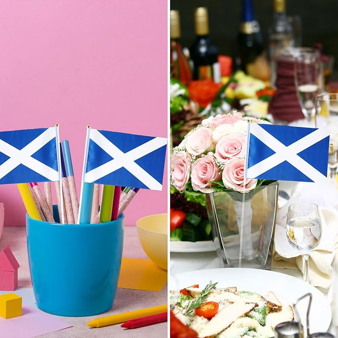 Scotland Flag Scottish Flag, Small Mini Handheld Scotland Flags on Stick - Image 5