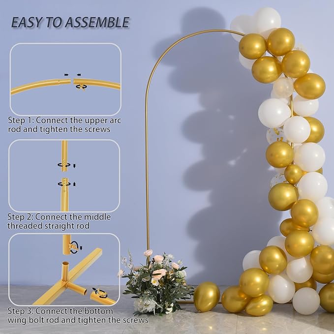 Vincidern 7.2 ft Balloon Arch Backdrop Stand Gold, Wedding Arch - Image 5
