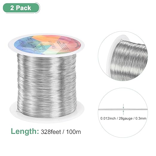 2-Rolls 0.3mm Jewelry Wire, 28 Gauge 328FT Craft Wire Copper Beading Wire - Image 3