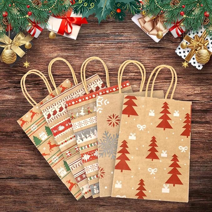 STPIYFZU Christmas Gift Bags, 25 Pack Small Christmas Gift Bags - Image 6