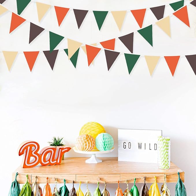 32Ft Orange Green Brown Party Decorations Triangle Flag Pennant Bunting Fabric - Image 7
