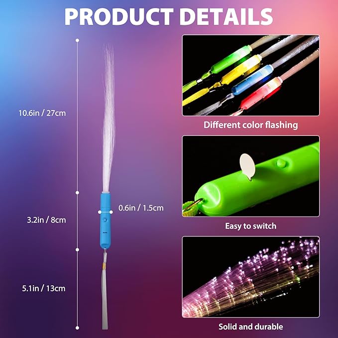 28 Pcs Sparkler Firework Sticks Glow Fiber Optic Wands, LED Flashing Sticks - Image 2