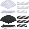 Wenqik 80 Pcs Wedding Folding Hand Fans Bulk Silk Fabric Chinese Handheld by Wenqik