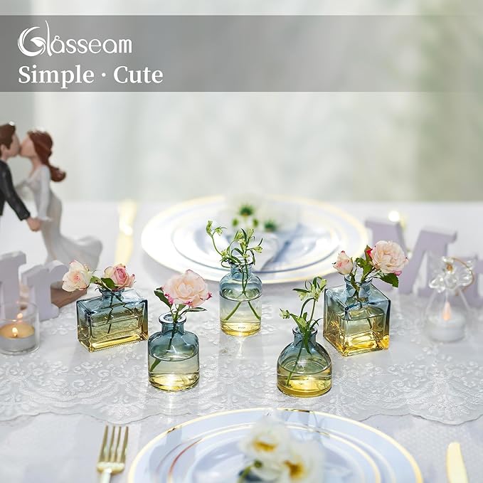 Glasseam Mini Bud Vases for Centerpieces: Clear Small Flower Vase Set of 20 - Image 5