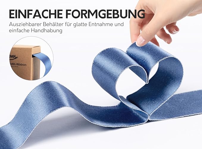Dusty Blue Satin Wired Ribbon 1-1/2 Inch Double-Faced Sliver Glitter Christmas - Image 2