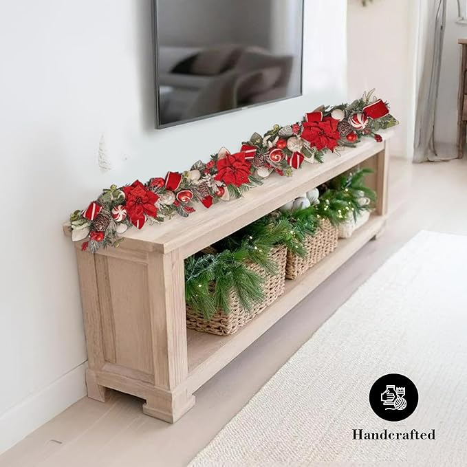 5 ft Christmas Garland for Mantle Unlit Garland for Stairs Railing, for Table - Image 7