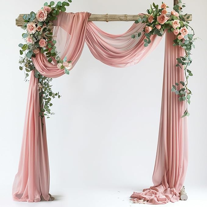 Wedding Arch Draping Fabric 1 Panel 28.7" x 20FT Dusty Rose Sheer Chiffon by Xiomot