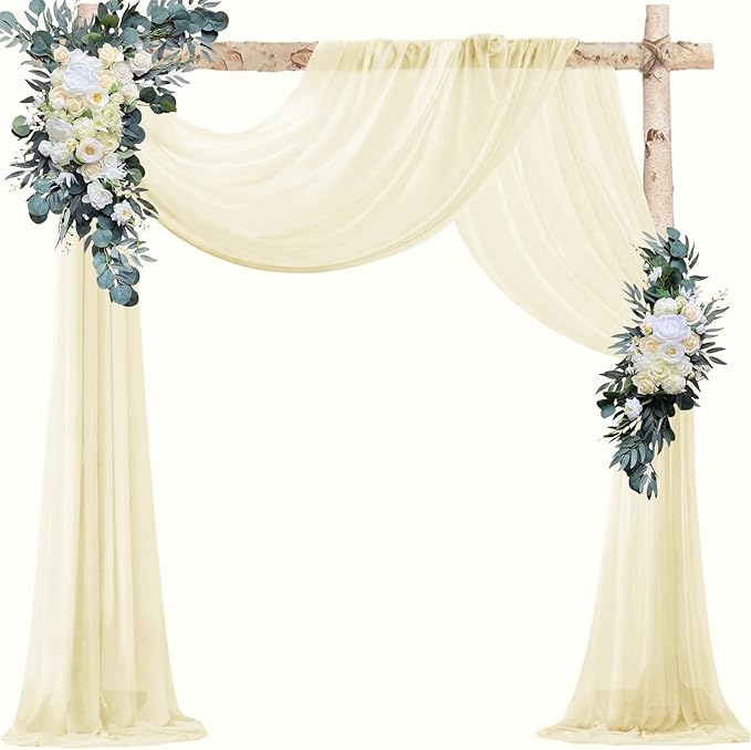 VOK Wedding Arch Draping Fabric Chiffon Fabric, 29in x 18Ft Sheer Chiffon by VOK