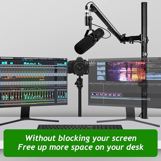 Mic Boom Arm, Adjustable Height Overhead Microphone Stand - Image 2