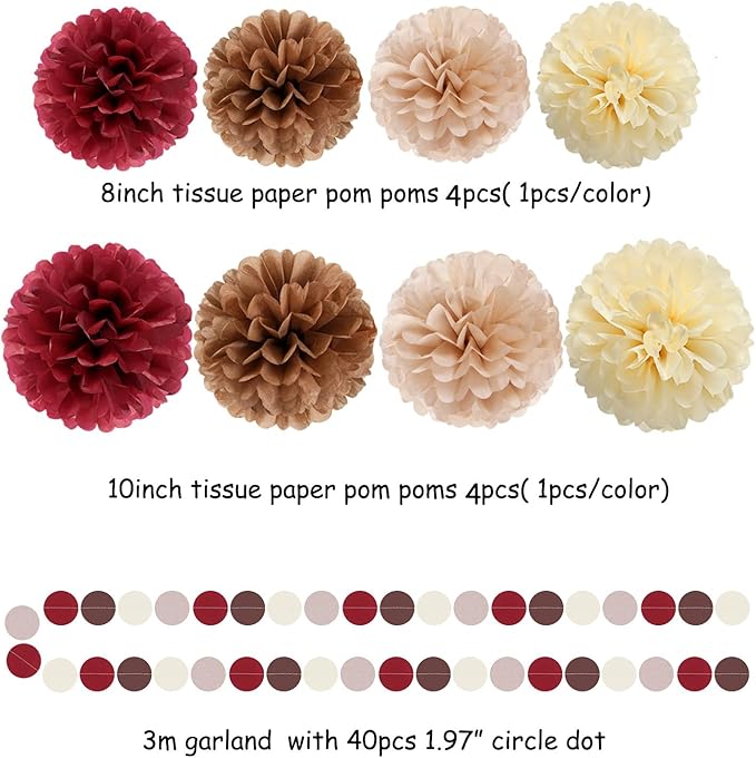 Brown Burgundy Champagne-Gold Party-Decorations - Image 2