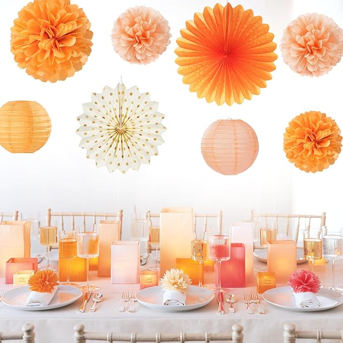 Beige-Orange Peach Fall-Boho Hanging Party-Decorations - Image 5