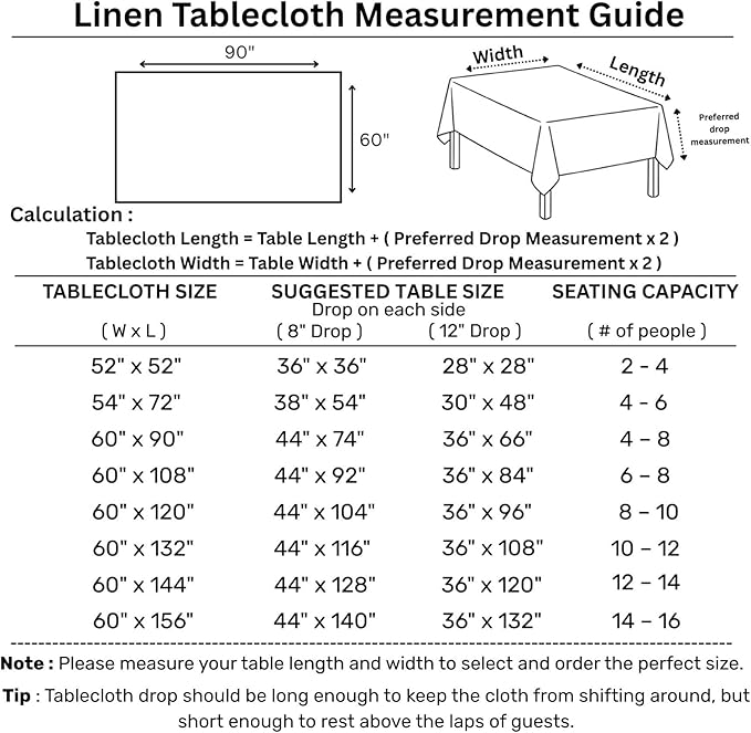 Solino Home Linen Tablecloth for Rectangle Tables 60 x 90 Inch - Image 2