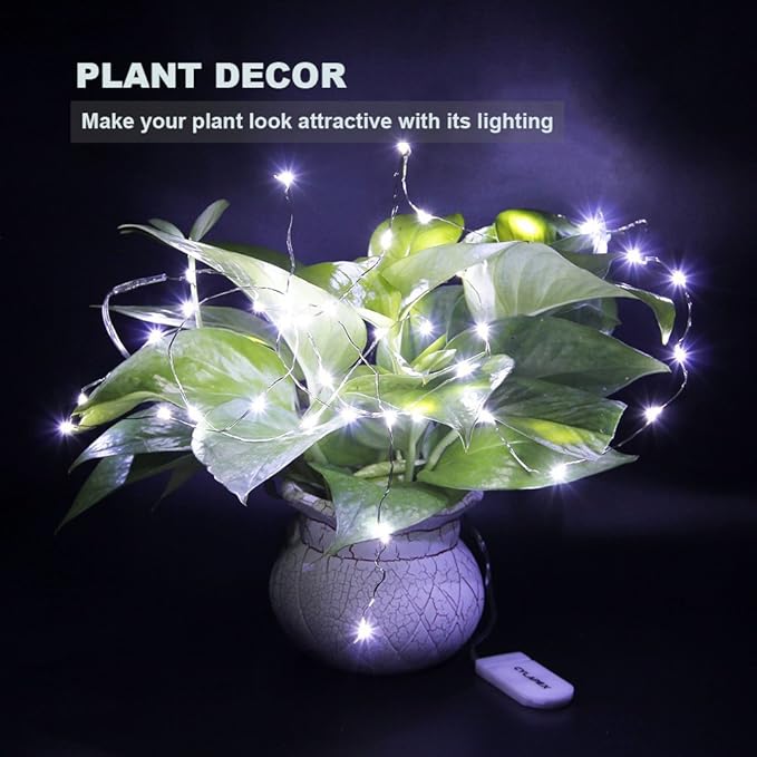 CYLAPEX 12 PCS Fairy Lights Cool White 3.3FT Silvery Copper Wire 20 LED String - Image 6