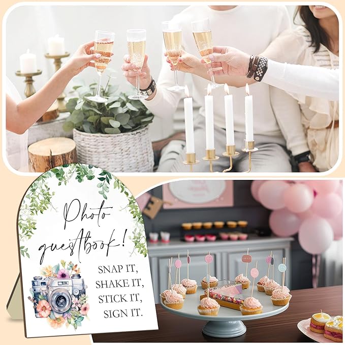 Wedding Photo Theme Desk Decor, Eucalyptus Leaf Decor Party Welcome Sign - Image 5