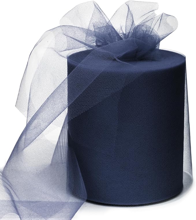 6" x 200 Yards Navy Blue Tulle Fabric Rolls by GCVOPTON