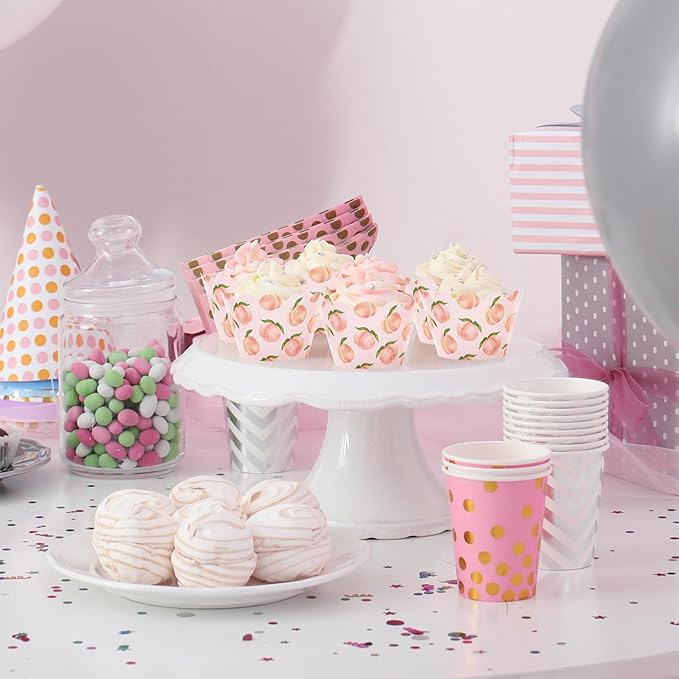 Whaline 36Pcs Peach Cupcake Wrappers Watercolor Pink Peach Cupcake Liners - Image 6