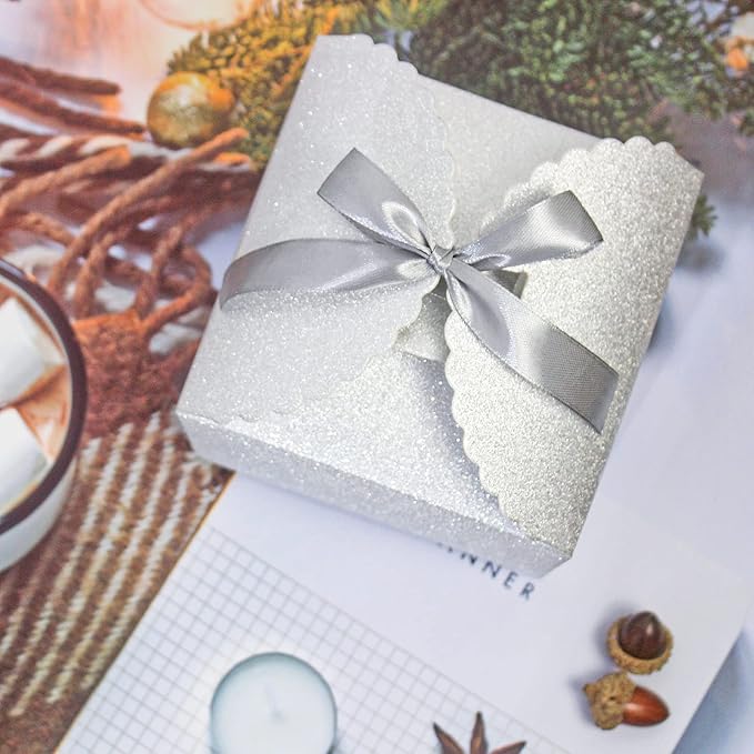 Silver Glitter Gift Boxes, Valentine's Day and More, 4.75” x 4.75” x 3.53” - Image 7